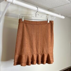 NWT Maverick The Collection Brown Faux Suede Snake Print Skirt with Ruffle Hem-M